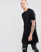 Asos Extreme Longline Knitted T-shirt With Side Splits - Black