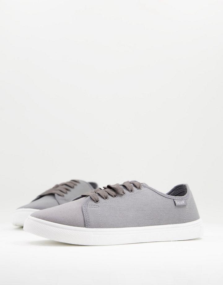 French Connection Canvas Sneakers In Gray-grey
