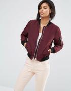 Vero Moda Contrast Rib Bomber Jacket - Chocolate