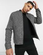 Asos Design Faux Wool Bomber Jacket In Gray