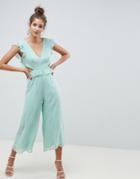 Asos Design Cut Out Jumpsuit With Soft Ruffles - Multi