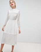 Asos Spot Embroidered Midi Dress - Multi