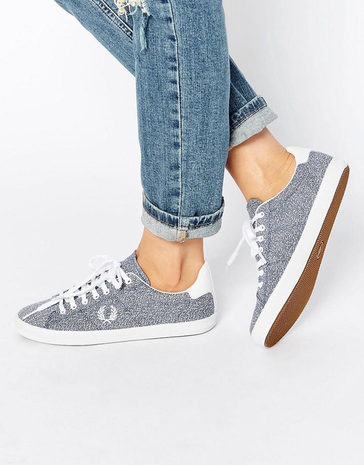 Fred Perry Howells Grass Print Blue Sneakers - Blue