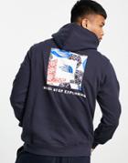 The North Face Ic Geo Nse Box Back Print Hoodie In Black-navy