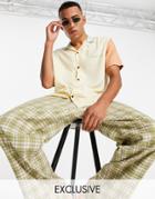 Reclaimed Vintage Inspired Relaxed Shirt With Revere Collar In Color Block-multi