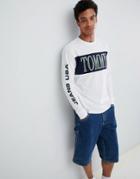 Tommy Jeans Retro Chest & Sleeve Logo Long Sleeve Top In White - White