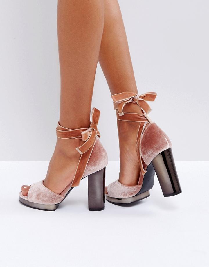 Truffle Tie Up Slim Platform Sandal - Beige