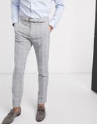 Asos Design Wedding Skinny Suit Pants In Blue And Gray Windowpane Check-grey