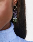 Pieces Plastic Heart Drop Earrings In Pastel-multi