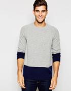 Asos Lambswool Rich Sweater In Color Block - Gray