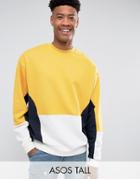 Asos Tall Oversized Cut & Sew Sweatshirt In Yellow - Yellow
