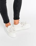 Lost Ink Terissa White Tassel Flatform Sneakers - White