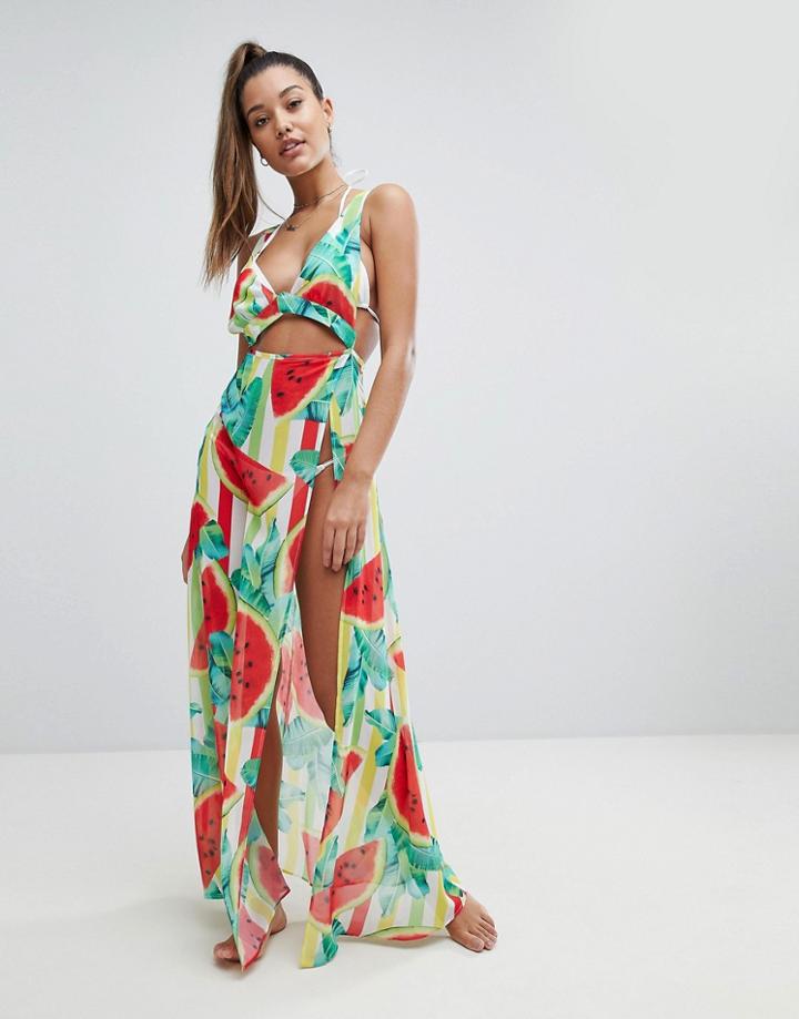 Jaded London Watermelon Watermelon Maxi Beach Dress - Multi