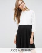 Asos Maternity Color Block Shirt Dress - Black