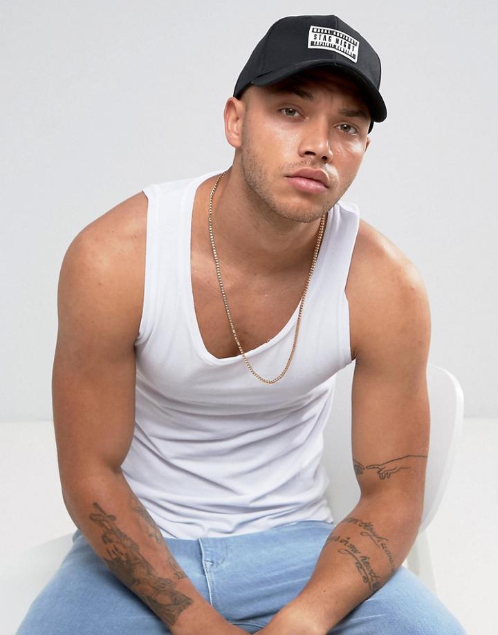 Asos Baseball Cap In Black With Stag Badge - Black