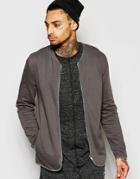 Asos Jersey Bomber Jacket With Curved Hem - Gray