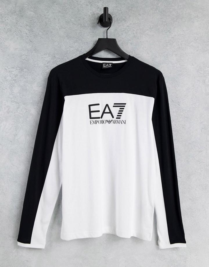 Armani Ea7 Train Athletic Logo Color Block Long Sleeve Top In White