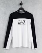 Armani Ea7 Train Athletic Logo Color Block Long Sleeve Top In White