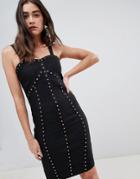 New Look Studded Bandage Dress-black