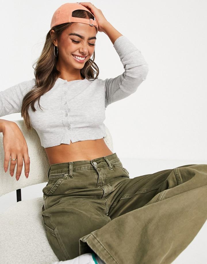 Cotton: On Lightweight Button Cardi In Gray