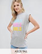 Asos Tall T-shirt With Girls Print - Gray