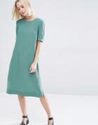 Selected Alice Midi Dress In Silk - Green