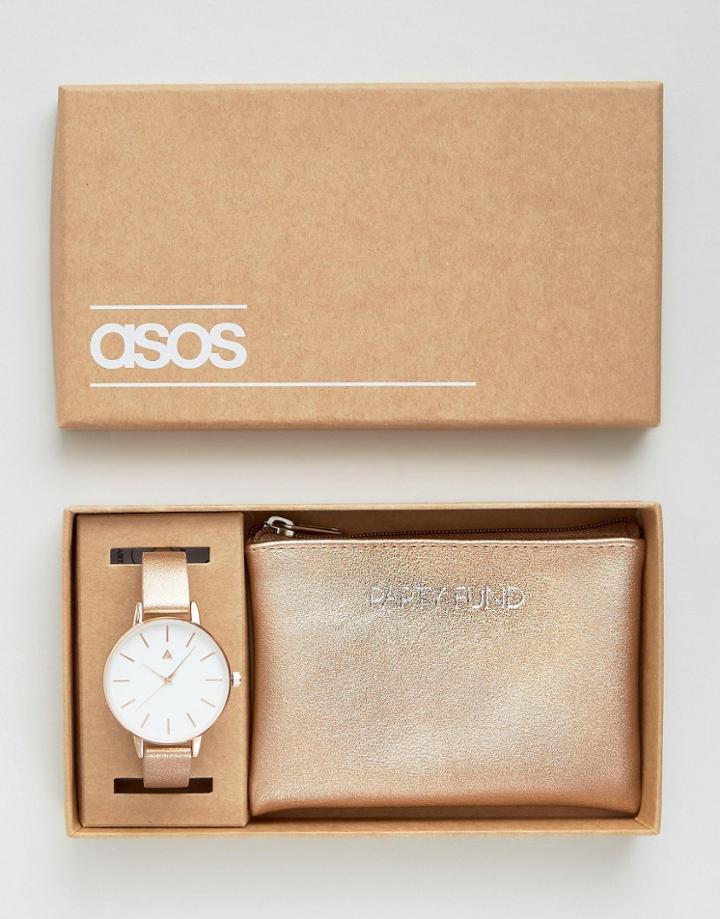 Asos Party Fund Metallic Purse And Watch Set - Multi