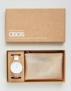 Asos Party Fund Metallic Purse And Watch Set - Multi