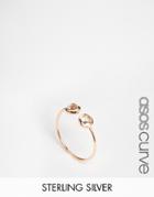 Asos Curve Rose Gold Plated Sterling Silver Open Stone Ring - Rose Gold