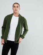 Asos Lambswool Shawl Cardigan In Lime Green - Green