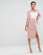 Asos Mix & Match High Waisted Pencil Skirt With Side Split - Pink