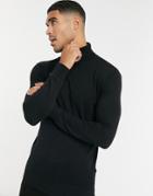 French Connection 100% Cotton Roll Neck Sweater In Black