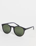 Aj Morgan Grad School Retro Round Sunglasses In Matte Black