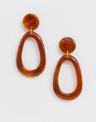 Asos Design Earrings In Open Shape With Amber Style Resin - Multi