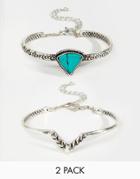 Asos Triangle Etched Bracelet Pack - Blue