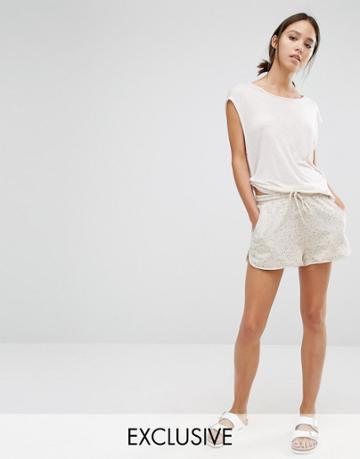 Stitch & Pieces Slouchy Shorts - Beige