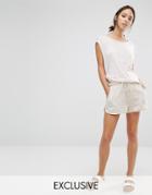 Stitch & Pieces Slouchy Shorts - Beige