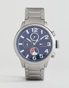 Tommy Hilfiger Jack Stainless Steel Chronogeraph Watch With Blue Dial - Silver