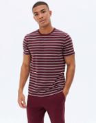 New Look Striped T-shirt And Sweatpants Lounge Set In Burgundy-red