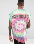 Asos Extreme Oversized T-shirt With Tie Dye & Uncontrolled Back Print - Multi