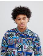 Herschel Supply Co Hoffman Collab Packable Coach Jacket With Back Print In Blue Abstract Print - Blue