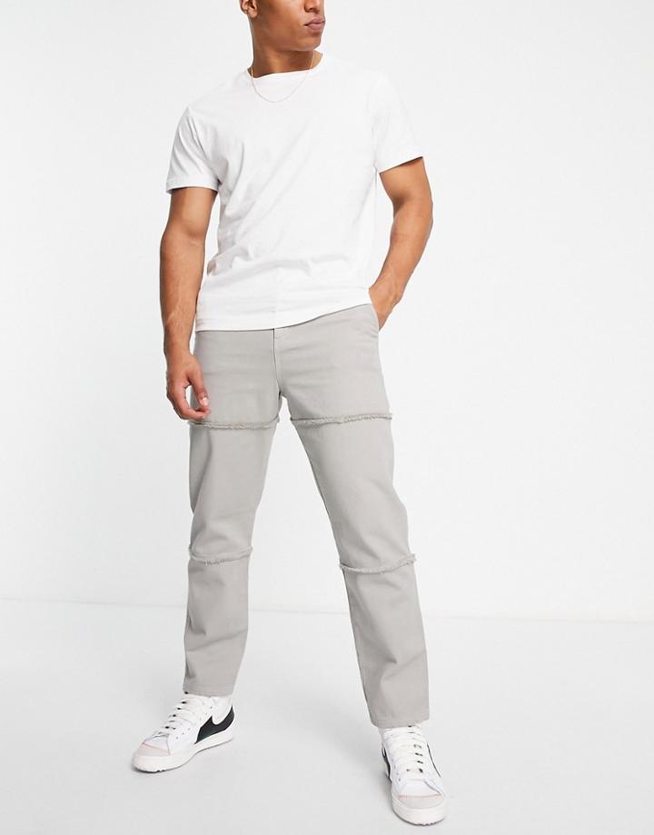 Asos Design Skater Pants In Acid Wash With Distressed Finish-neutral