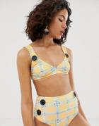 Asos White Check Bikini Top-yellow