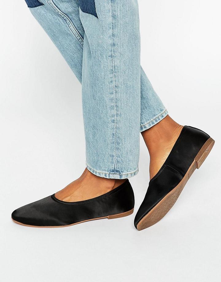 Vagabond Ayden Flat Satin Shoes - Black
