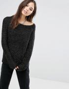 Brave Soul Horizontal Rib Sweater - Black