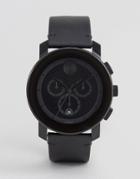 Movado Bold 3600337 Chronograph Leather Watch In Black - Black