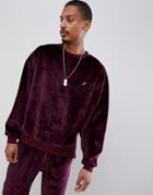 Fairplay Velour Sweatshirt With Embroidery In Burgundy - Red