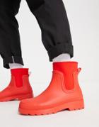 Asos Design Chelsea Wellington Boots With Scuba Detail In Red