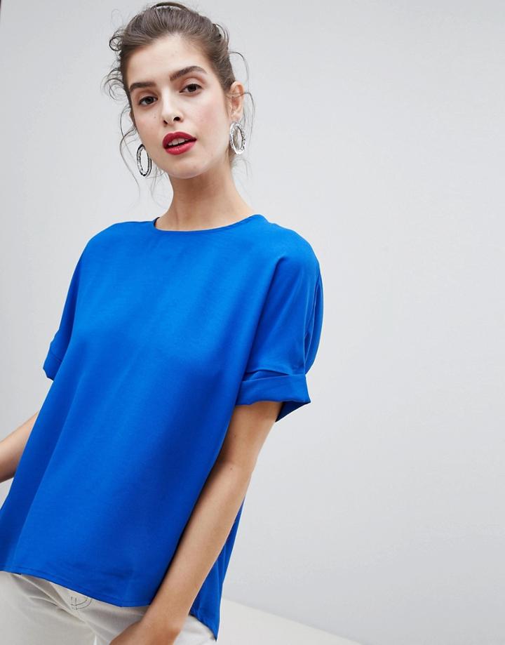 Stradivarius Zip Back Detail Top - Blue