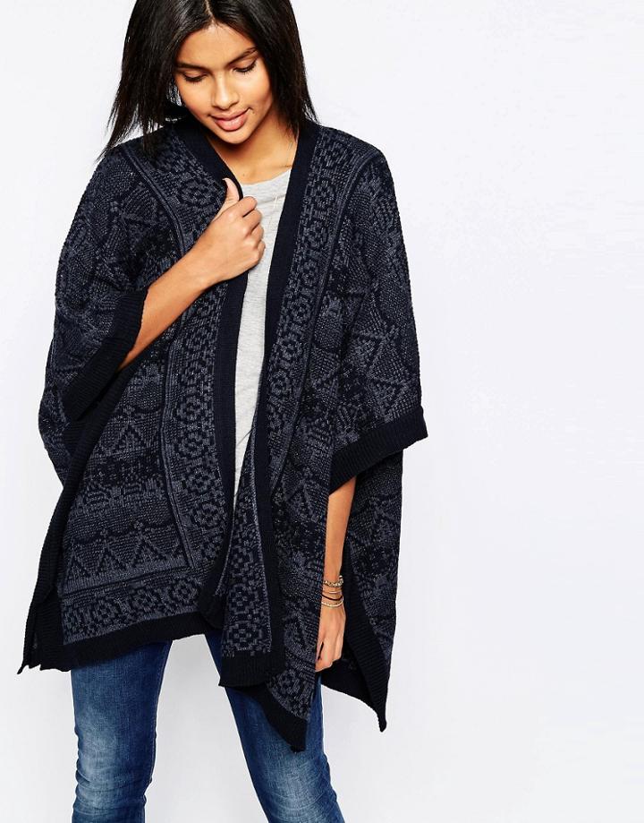 Pepe Jean Ygritte Jacquard Knit Oversize Sweater - Navy